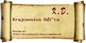 Krajcsovics Dóra névjegykártya